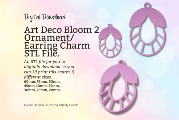 Art Deco Bloom 2 Earring Charm STL File: A Versatile and Stylish Addition to Your 3D Printing Projects