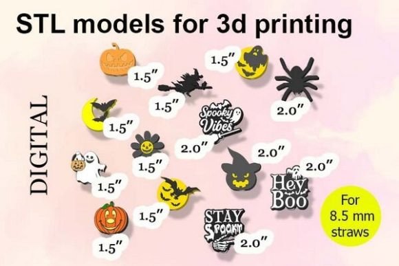 Bundle Helloween Straw Topper Stl File: A Spooky Addition to Your Halloween Party