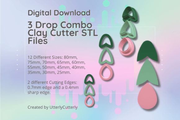 Clay Cutter STL File - 3 Drop Combo - E: A Versatile Tool for Crafting and Baking