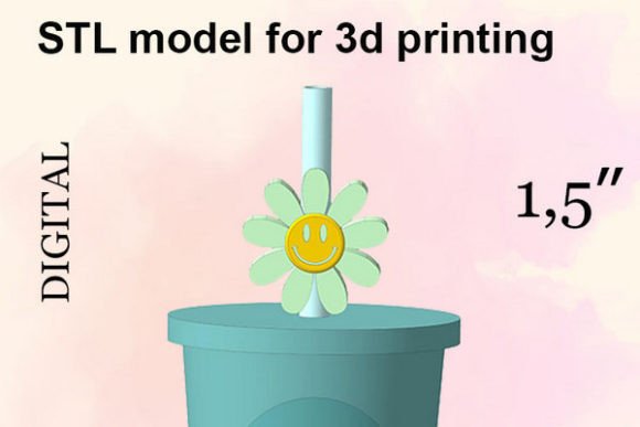 Daisy Smiley Straw Topper: Add Charm to Drinks