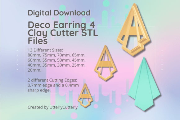 Deco Earring 4 Clay Cutter - Fan STL