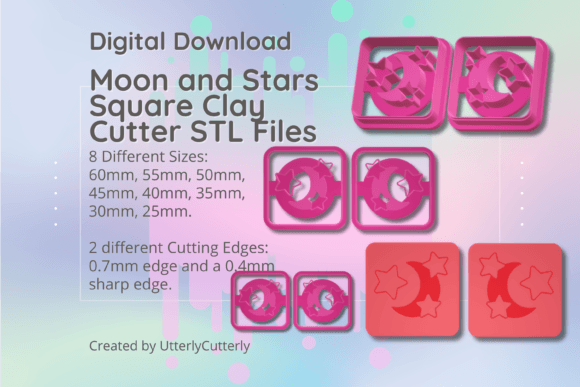 Discover the Versatility of Moon and Stars Square Debossed Clay Cutters