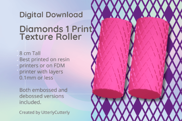 Exploring the Versatility of Diamonds 1 Texture Roller, Digital File- for 3D Printing