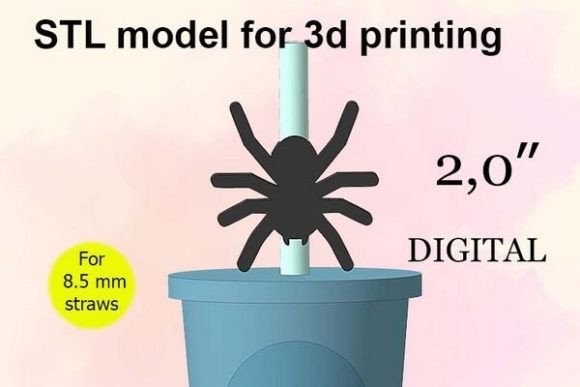 Halloween Spider Straw Topper STL File