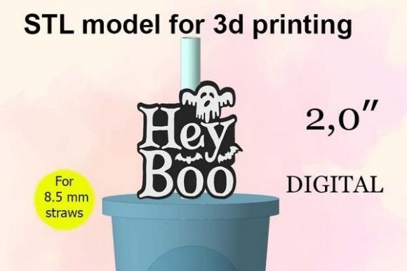 Hey Boo Straw Topper STL File: A Charming Addition to Your Halloween Celebrations