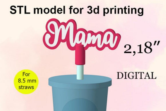 Mama Straw Cover STL File for Creative Decor
