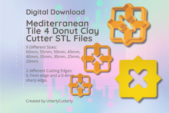 Mediterranean Tile 4 Donut Clay Cutters