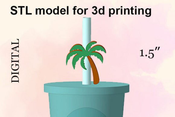 Palm Straw Topper STL File for Party Decor