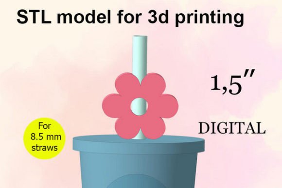 Simple Flower Straw Topper STL File