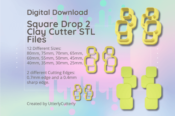 Square Drop 2 Clay Cutter - Abstract STL: A Versatile Tool for Creative Projects