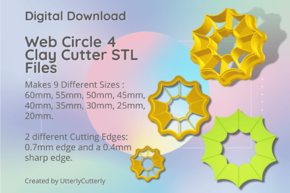 Web Circle 4 Donut Clay Cutters